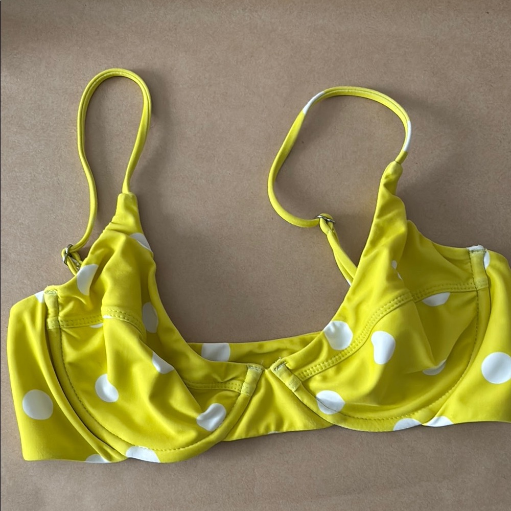 Mikoh Yellow Polka Dot Bikini Top large